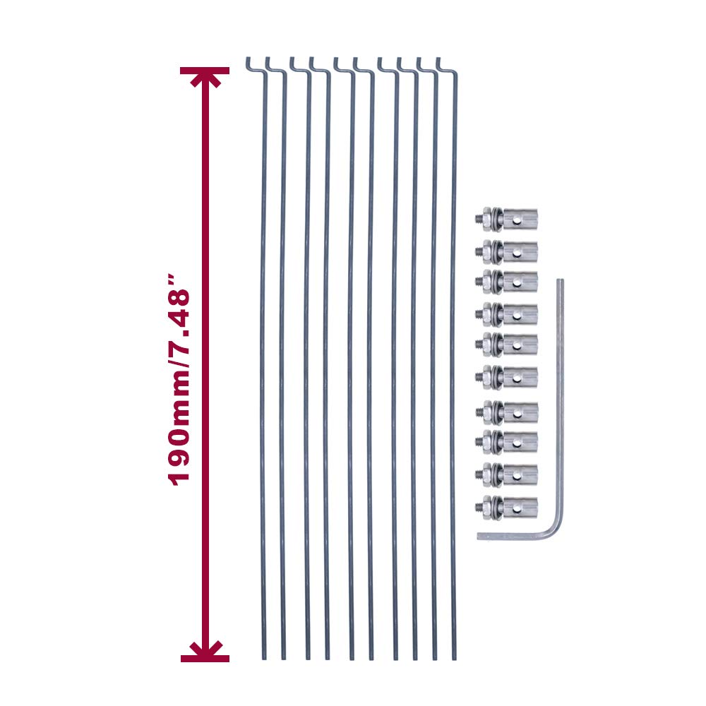 20pcs Adjustable Pushrod Connector Linkage Stopper&Φ1.2mm x L190mm (7.5 inch) Steel Z Push Rods Parts w/Storage Box for RC Airplane Plane Boat Replacement