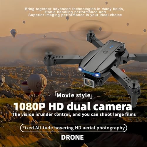 Drone with 1080P Dual HD Camera - 2024 Upgradded RC Quadcopter for Adults and Kids, WiFi FPV RC Drone for Beginners Live Video HD Wide Angle RC Aircraft, Trajectory Flight, Auto Hover, 2 Batteries ,Carrying Case.