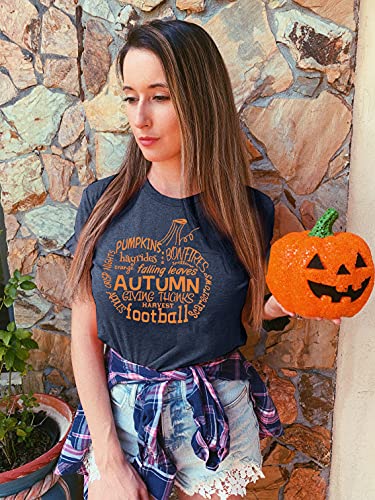 Fall T-Shirt Women Fall Graphic Tees Thanksgiving Pumpkin Print Tee Halloween Letter Print Top Family Autumn Outfit