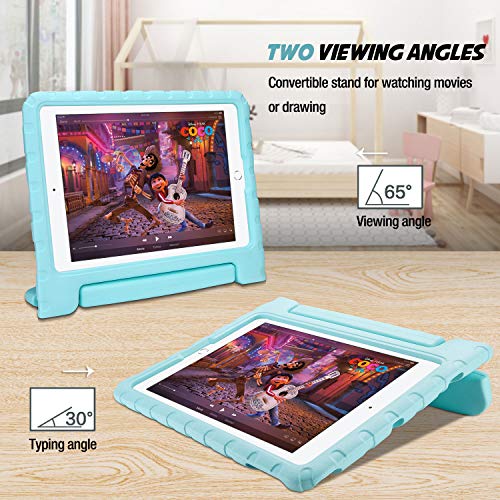 ProCase Kids Case for iPad 9th Generation/iPad 8/iPad 7, iPad 10.2 Case 2021 2020 2019/iPad Air 10.5/iPad Pro 10.5 Kids Case, Shockproof Lightweight Case with Convertible Handle Stand-Aqua
