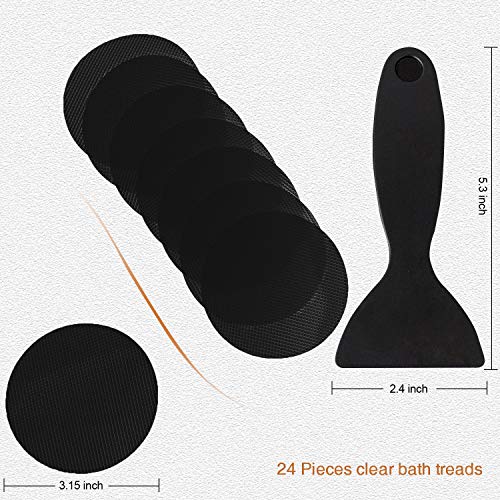 Secopad Non-Slip Bathtub Stickers, 24 PCS Safety Bathroom Tubs Showers Treads Adhesive Decals Scraper (Black)