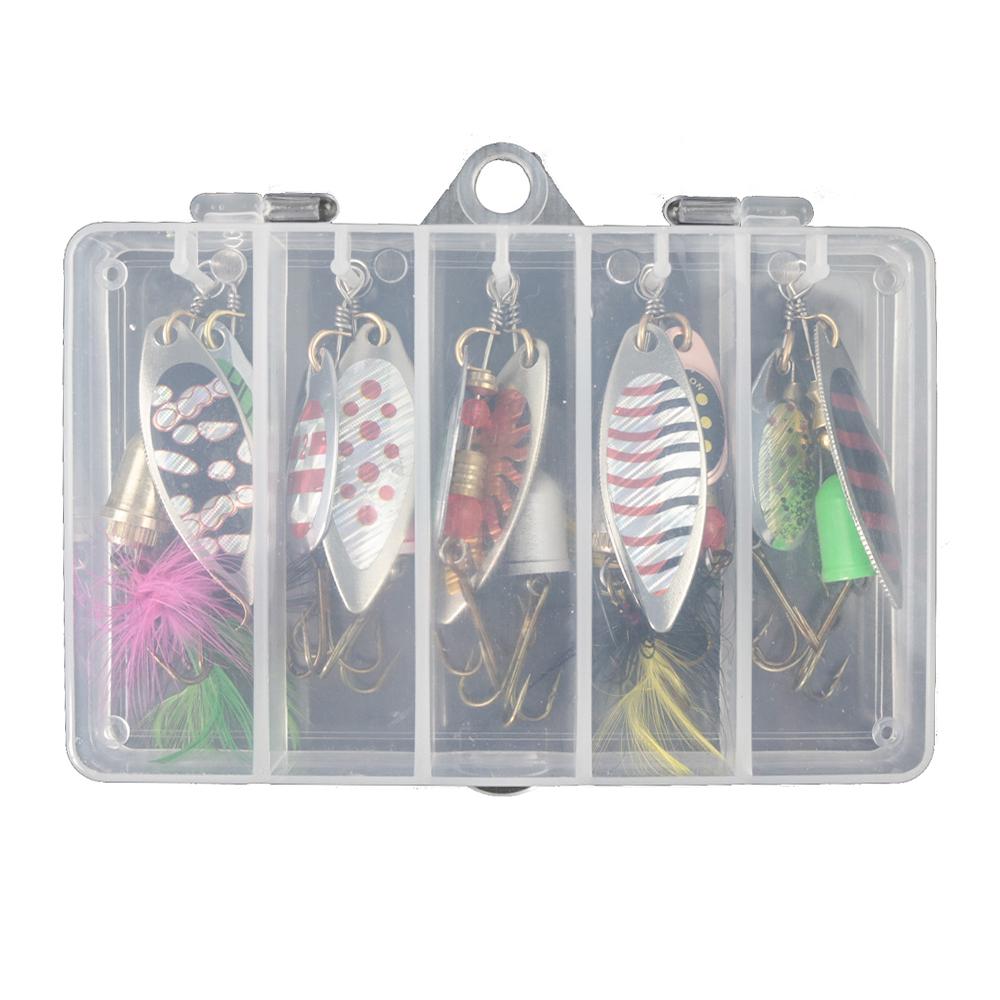 10pcs fishing spoon baits lure fishing wobbler lures with box SP