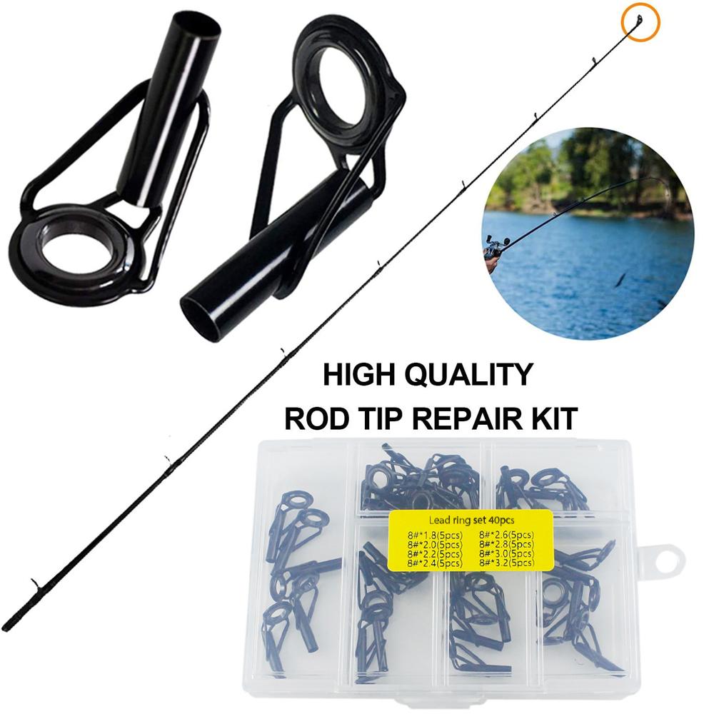 40 Pcs Fishing Rod Top Ring Guide Eye Set With Square Storage Box SP