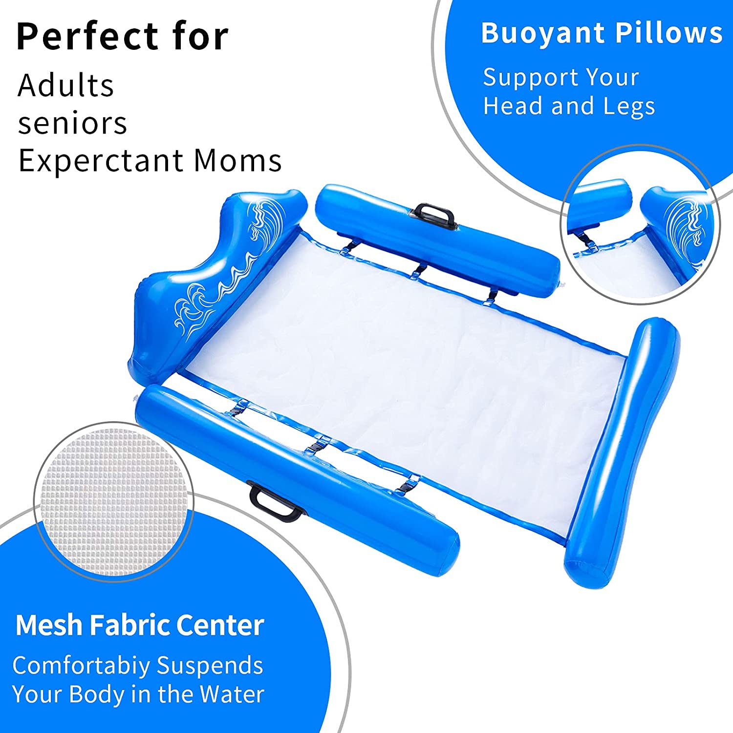 Inflatable Floating Bed Water Raft Backrest Foldable Summer Beach