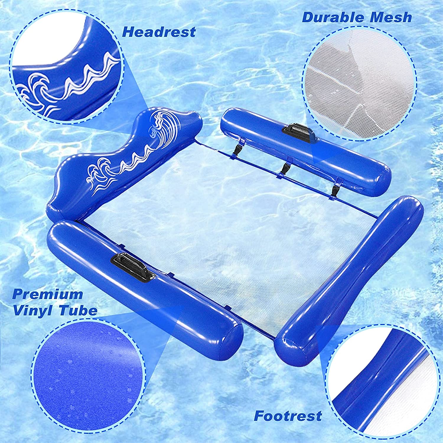 Inflatable Floating Bed Water Raft Backrest Foldable Summer Beach