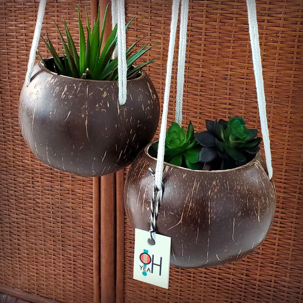 Coconut Macrame Hanging Planter