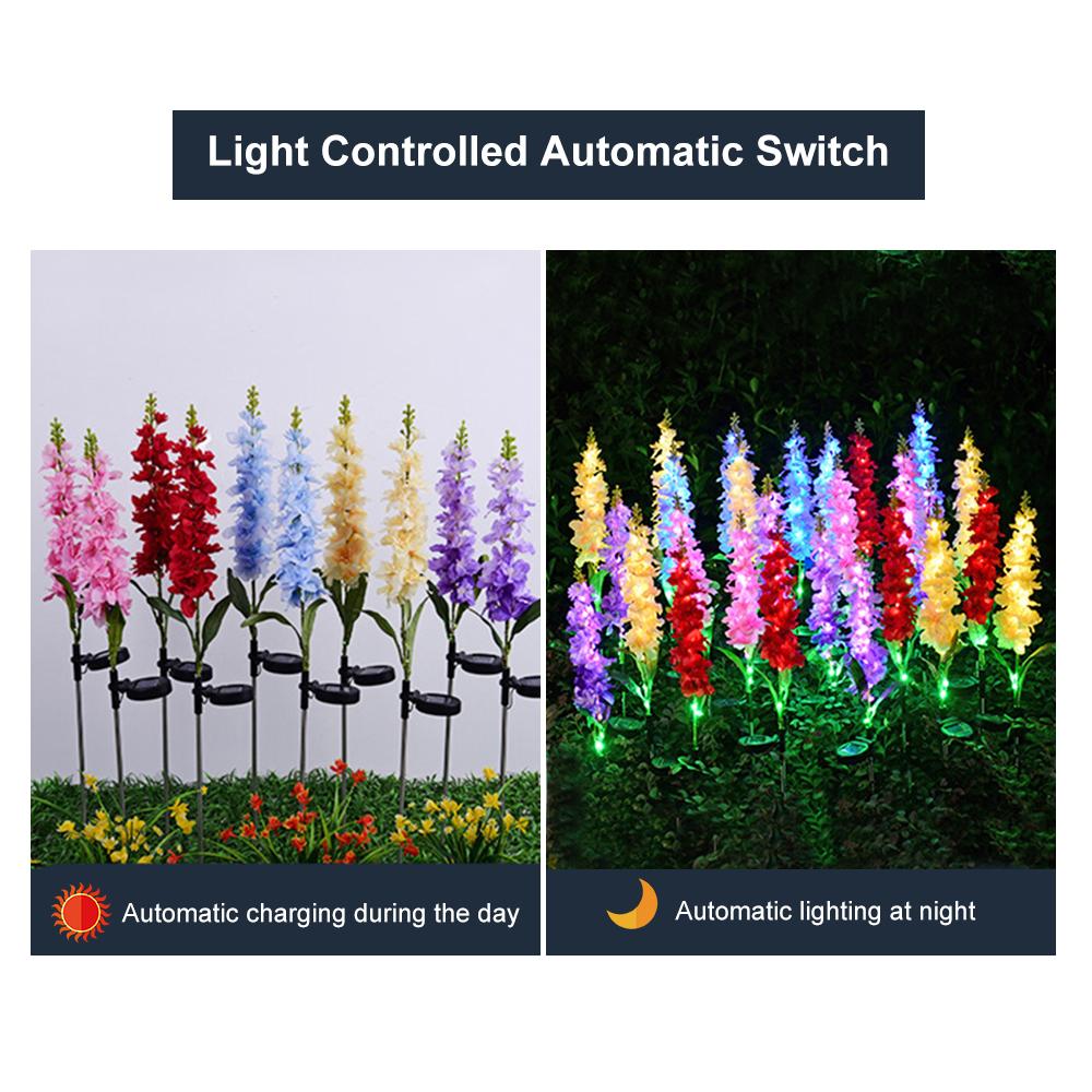 2Pcs Solar Flower Lights Violet Design Outdoor Waterproof Garden Lamp