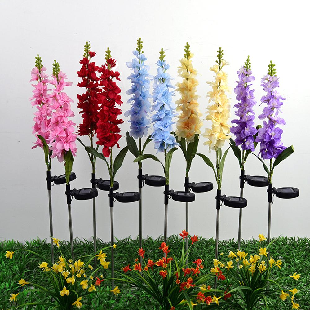 2Pcs Solar Flower Lights Violet Design Outdoor Waterproof Garden Lamp