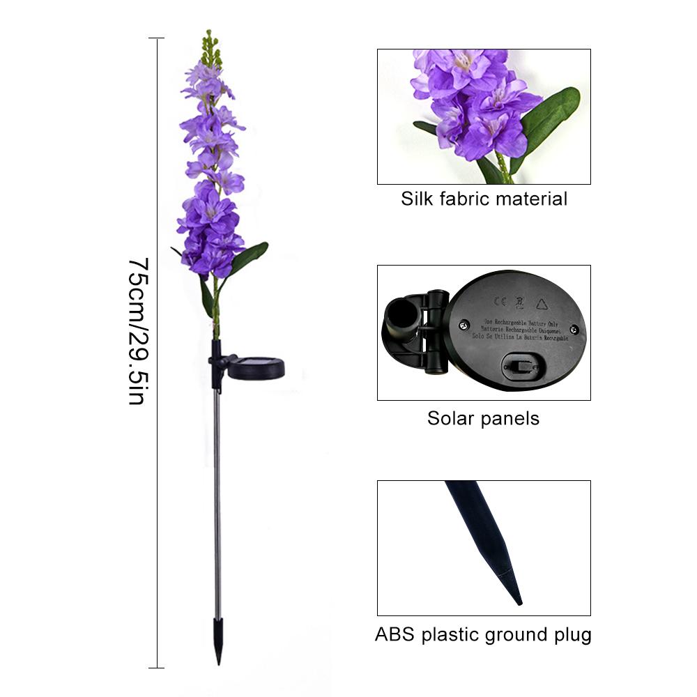 2Pcs Solar Flower Lights Violet Design Outdoor Waterproof Garden Lamp