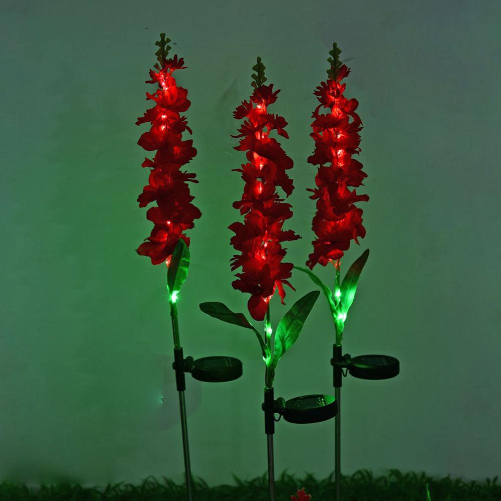 2Pcs Solar Flower Lights Violet Design Outdoor Waterproof Garden Lamp