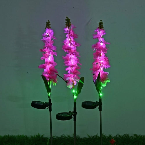 2Pcs Solar Flower Lights Violet Design Outdoor Waterproof Garden Lamp