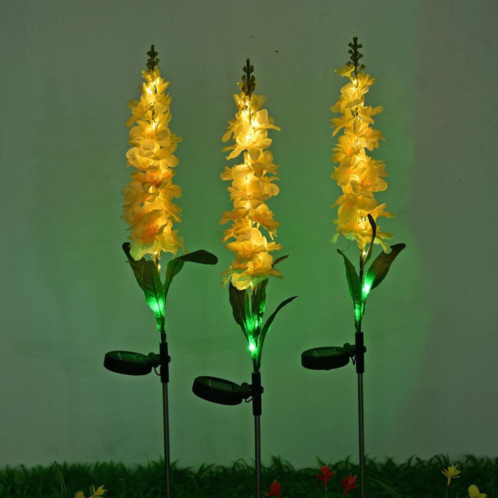 2Pcs Solar Flower Lights Violet Design Outdoor Waterproof Garden Lamp