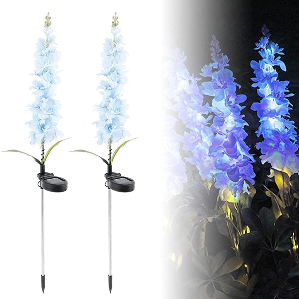 2Pcs Solar Flower Lights Violet Design Outdoor Waterproof Garden Lamp