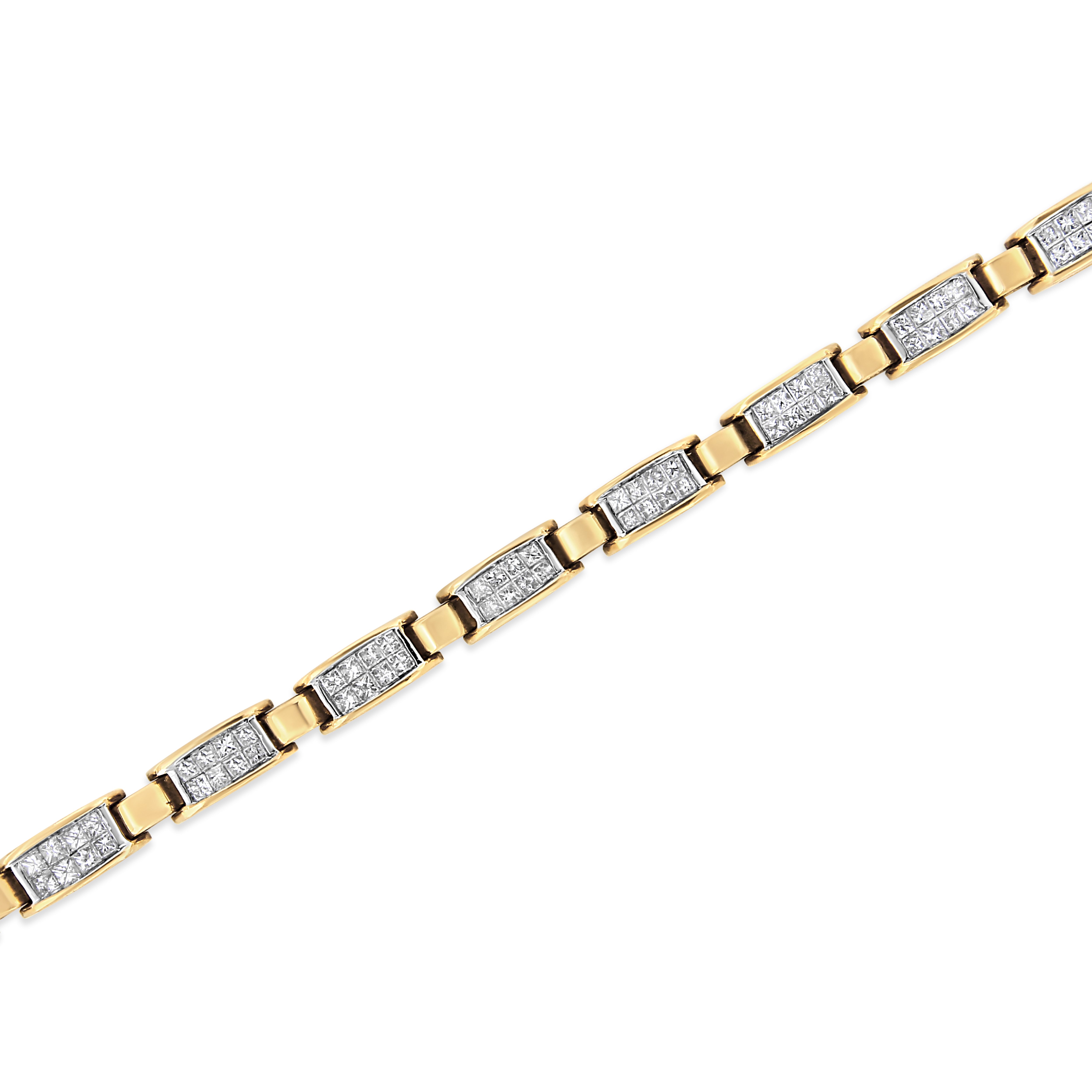 14K Yellow Gold 2 1/2 Cttw Princess-Cut Diamond Link Tennis Bracelet (H-I Color, SI2-I1 Clarity) - 7.25"