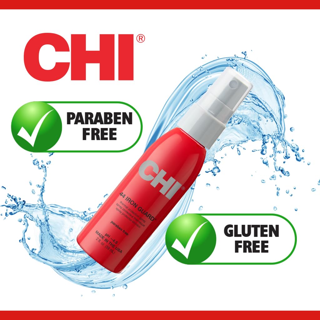 CHI 44 Iron Guard Thermal Protection Spray, Nourishing Formula Helps Resist Heat Damage to Hair & Tame Frizz, 2 Oz