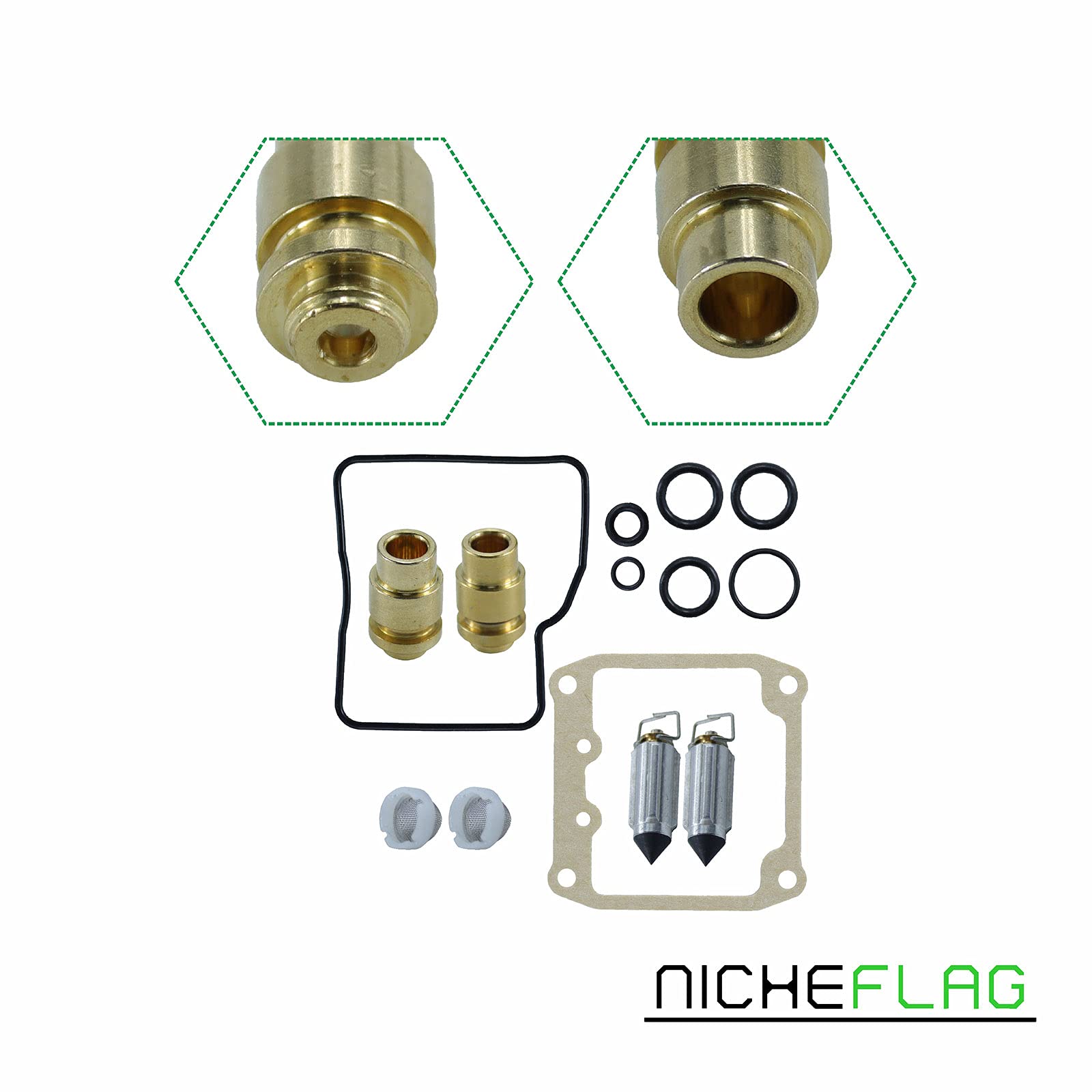 NICHEFLAG Carburetor Rebuild Kit 92-04 Suzuki Intruder 800 1400 VS800GL VS1400GLP VL800 VL800Z VZ800 Replace 18-5106, 18-5107