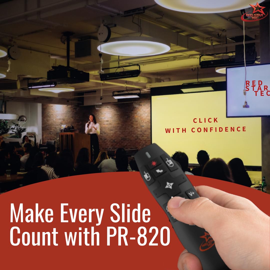Wireless Powerpoint Presentation Remote Clicker and Keynote Presenter with Wireless Mouse (PR-820) from Red Star Tec