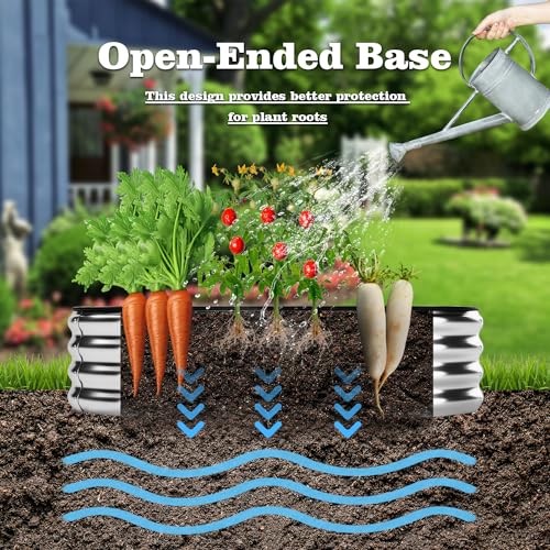 Galvanized Metal Planter Round Raised Garden Bed Kit for Gardening Outdoor，2x2x1ft Planter Grow Garden Box Raised Flower Bed，Round Galvanized Planter Outdoor Metal Fire Pit Ring