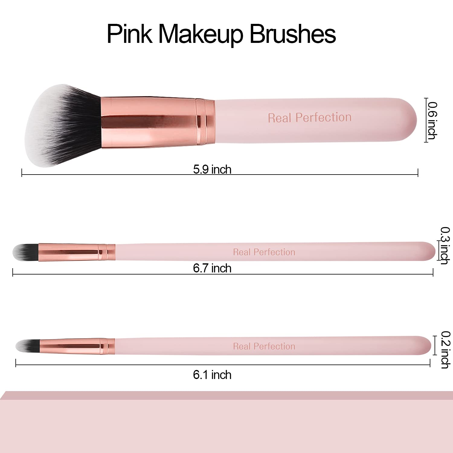 Real Perfection Makeup Brush Set 16 Pcs with 1 Eyebrow Razor Premium Synthetic Foundation Powder Concealers Eyeshadow Blush Makeup Brushes Make up Brushes Kit (Pink)