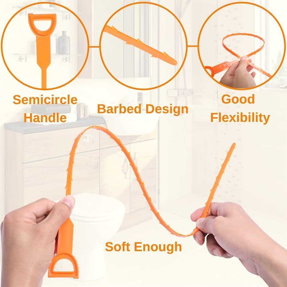 liboyixi 5 Pack 25 Inch Drain Clog Remover Tool, Sink Snake Cleaner Drain Auger Sewer toilet dredge, Snake Drain for Hair Remover Tool For Sewer, Toilet, Kitchen Sink, Bathroom Tub