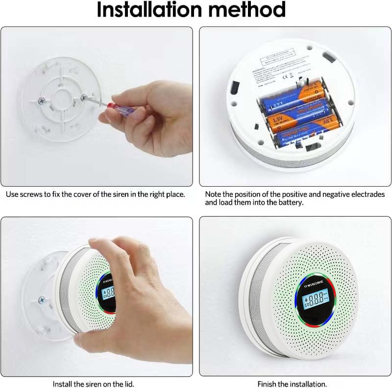 Yfwsrecinoe 1 Pack Upgraded Combination Smoke and Carbon Monoxide Alarm Detector, Dual Sensor Smoke Alarm&Carbon Monoxide Detector (Includes Battery)