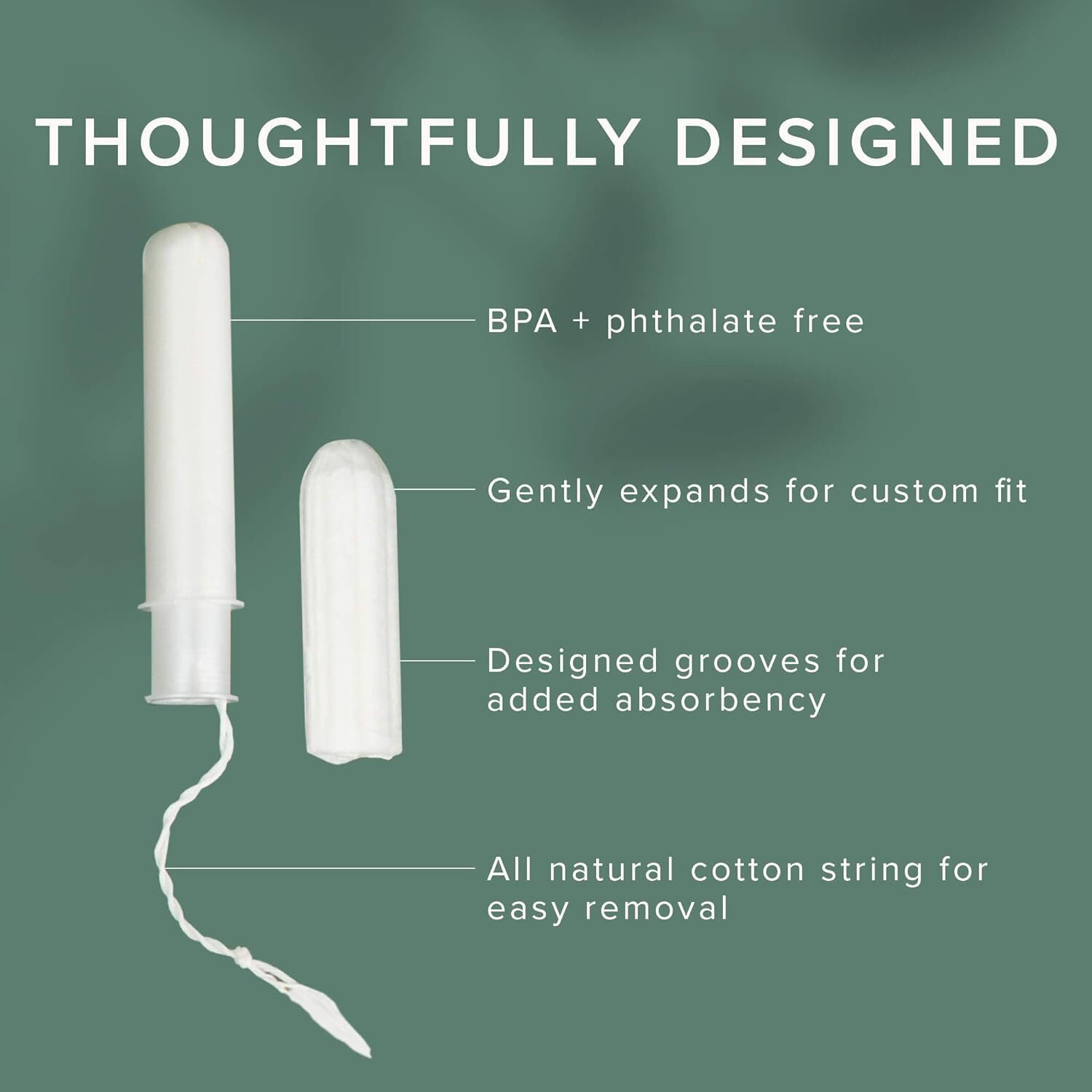 Veeda 100% Natural Cotton Tampons - Super Absorbency with Leak Proof Protection - Compact BPA-Free Applicator - Unscented & Free from Chlorine, Toxin - 32 Count
