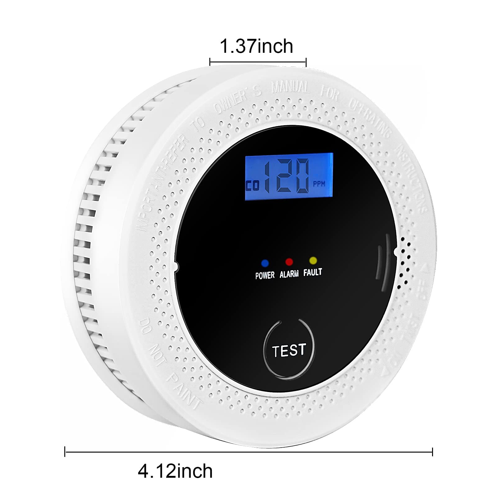 Smoke and Carbon Monoxide Detector Powered by Battery with Digital Display, Dual Alarm Sensor of Smoke and CO,Easy to Install