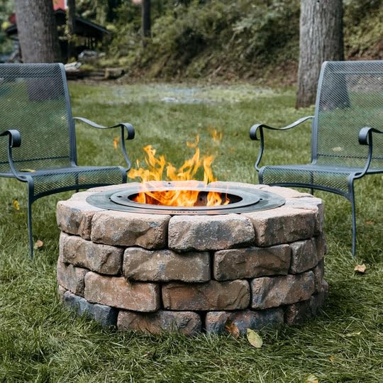 Breeo Smokeless Fire Pit Insert Bundle – X Series Insert Ring, Lid, and Ash Shovel Included – Fits Stone or Brick Surround 27" - 33" Diameter – Outdoor Fire Pit Upgrade - X24 Series, Stainless Steel