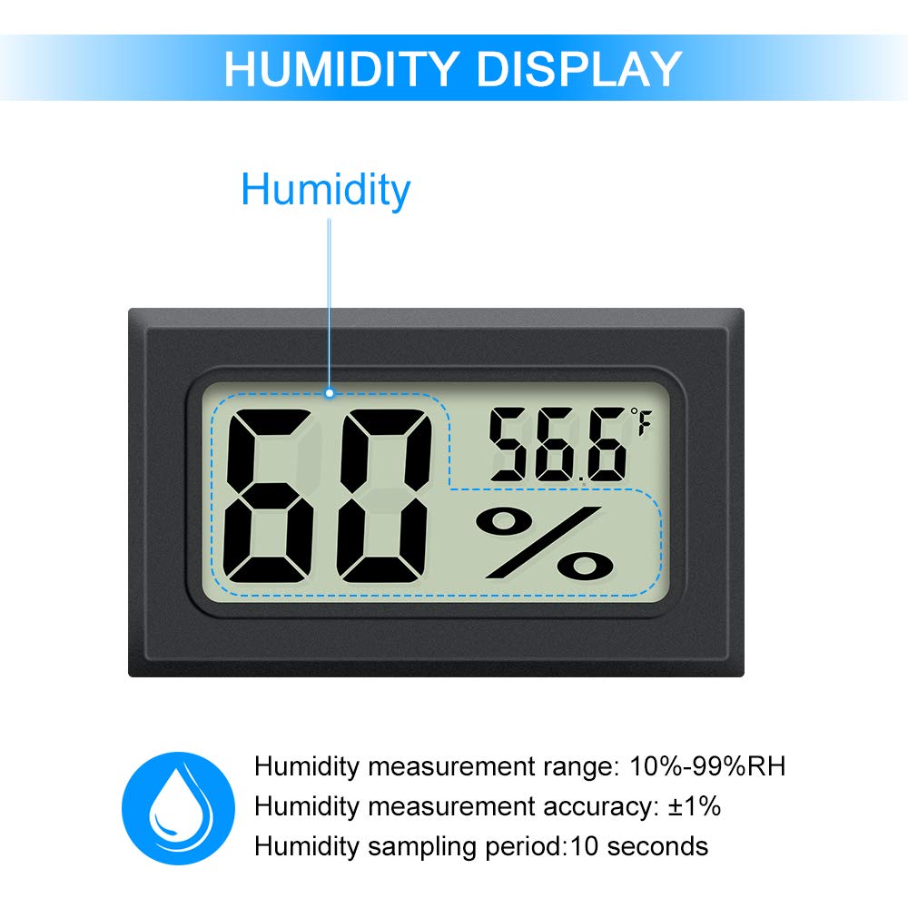 Mini Hygrometer Thermometer 2PCS Mini Digital Humidity Gauge, AikTryee Hygrometer Indoor Humidity Monitor Temperature Humidity Gauge Meter for Greenhouse Garden Cellar Closet Etc
