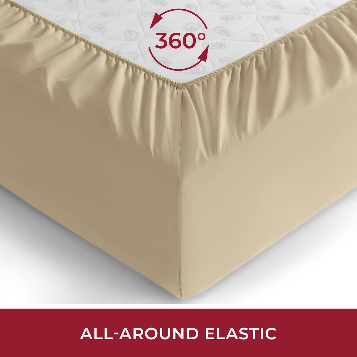 Mellanni Extra Deep Pocket King Fitted Sheet - Iconic Collection Bedding Sheets with up to 21 inch Deep Pocket - Soft & Cooling - Fade & Stain Resistant - 1 PC (King, Beige)