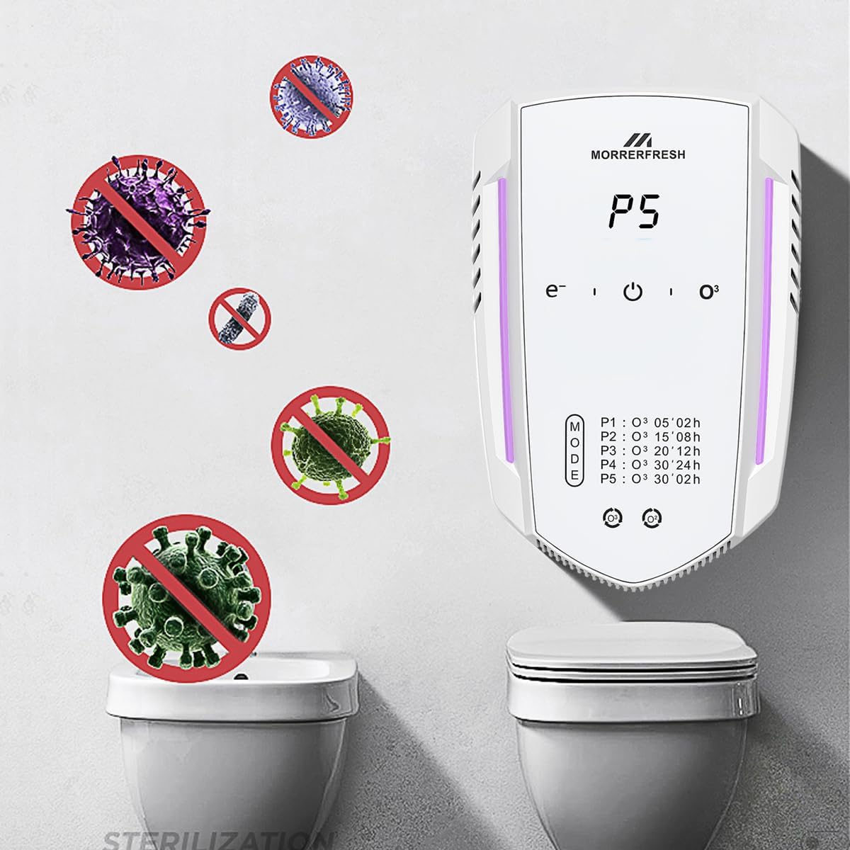 Morrerfresh Ozone Odor Eliminator for Strong Odor 99% Cat Litter Deodorizer Dog Poof Odor Removal Air Ionizers for Home Portable Air Purifier for Pets Toilet Wardrobe Shoe Garage Room Cabinet White