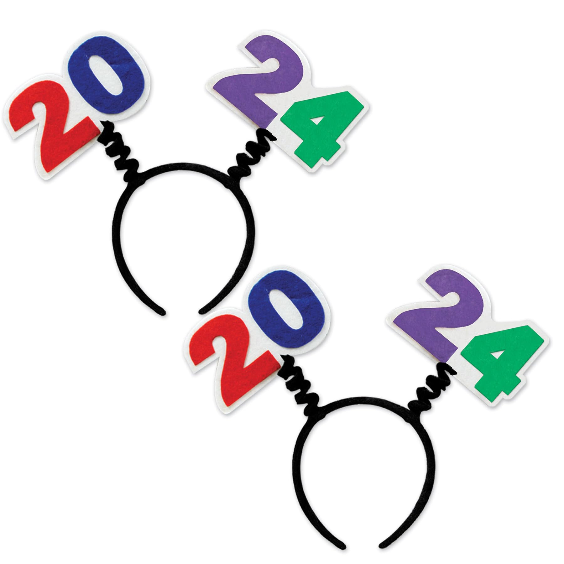 Beistle 2 Piece 2024 Headband Boppers For New Year's Eve Party Favors and Graduation Accessories, Celebrating With You Since 1900