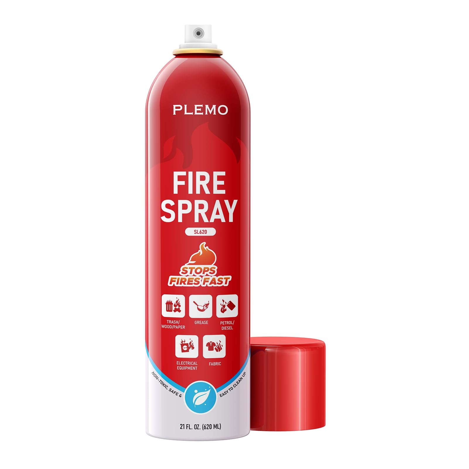 PLEMO Fire Extinguisher for Home, 5-in-1 Small Fire Extinguisher for Kitchens, Vehicles, Cars, RVs, Garages, Trucks, Camping, Cold-Resistant Fire Spray, Model SL620, 1-Pack