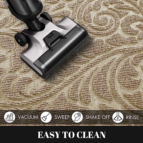 Yimobra Sturdy Door Mat, Heavy Duty Front Welcome Mats for Home Entrance Outdoor Indoor, Doormat for Outside Back Patio Floor Entry Porch Garage Office, Weather Resistant Easy Clean, 29.5 x 17, Beige