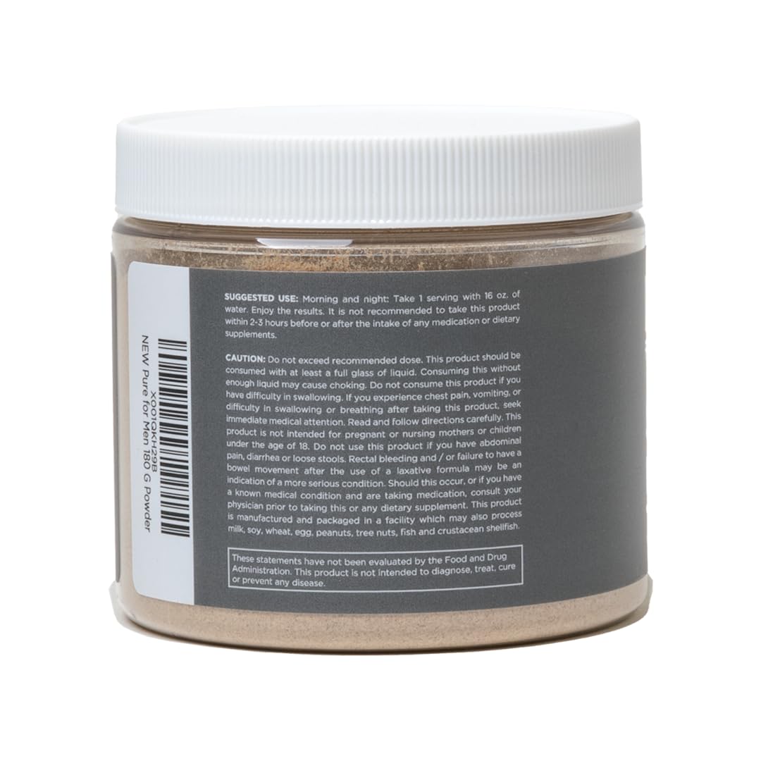 Pure for Men Original Cleanliness Stay Ready Fiber Supplement Powder | Helps Promote Digestive Regularity | Psyllium Husk, Aloe Vera, Chia Seeds, Flaxseeds | Proprietary Formula | 180 gm Vegan Blend