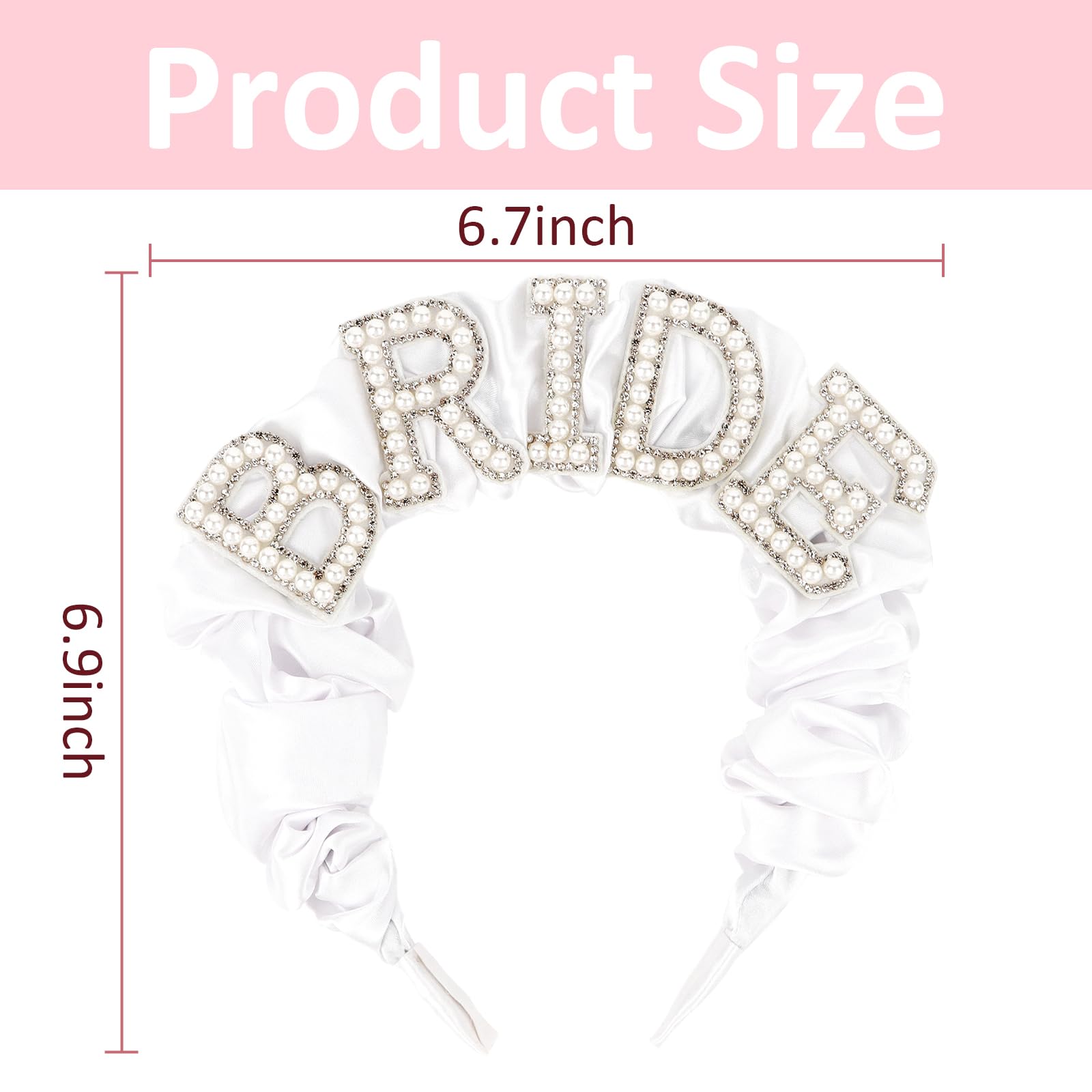 Casoty Pearl Bride Headband, Bachelorette Party Supplies, Bride Headband Wide Pearl Headband for Bachelorette Party, Bride to Be Decorations Bridal Shower Gift