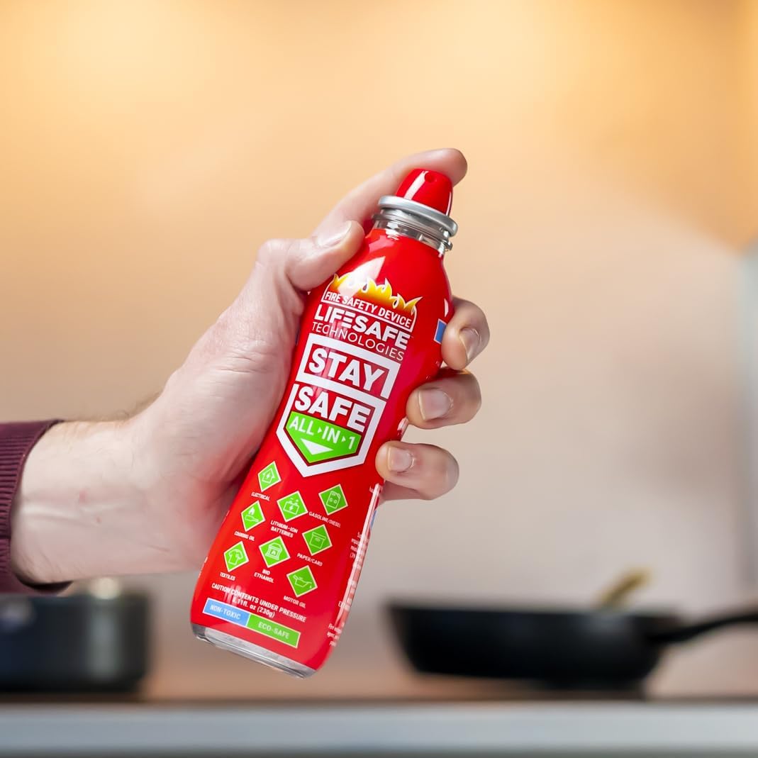 StaySafe All-in-1 Portable Fire Extinguishing Spray By LifeSafe Technologies | Compact Fire Extinguisher For 10 Types of Fires | Non-Toxic, Non-Hazardous & Eco-Friendly