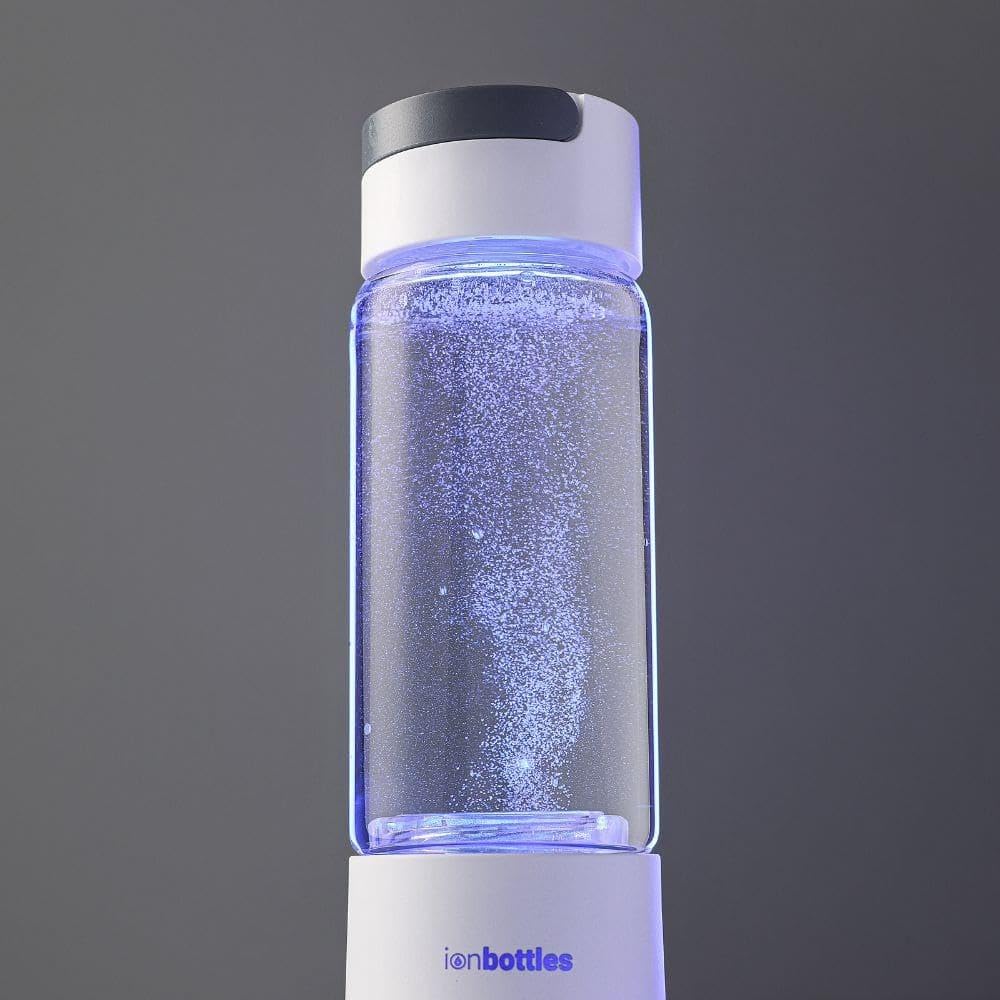 IonBottles Pro Hydrogen Water Bottle – 3.0 PPM H?, Rechargeable, Portable, BPA-Free, 14 oz Glass Bottle, Molecular Hydrogen Generator USB C Rechargeable