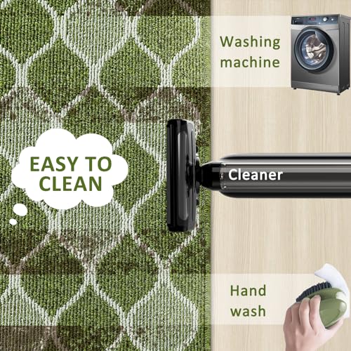 Villsure Kitchen Rugs and Mats, Non Skid Kitchen Runner Rug Absorbent Resist Dirt Kitchen Floor Mat Comfort Standing Mat Made of 100% Polypropylene Machine Washable,17.7"x47",Black