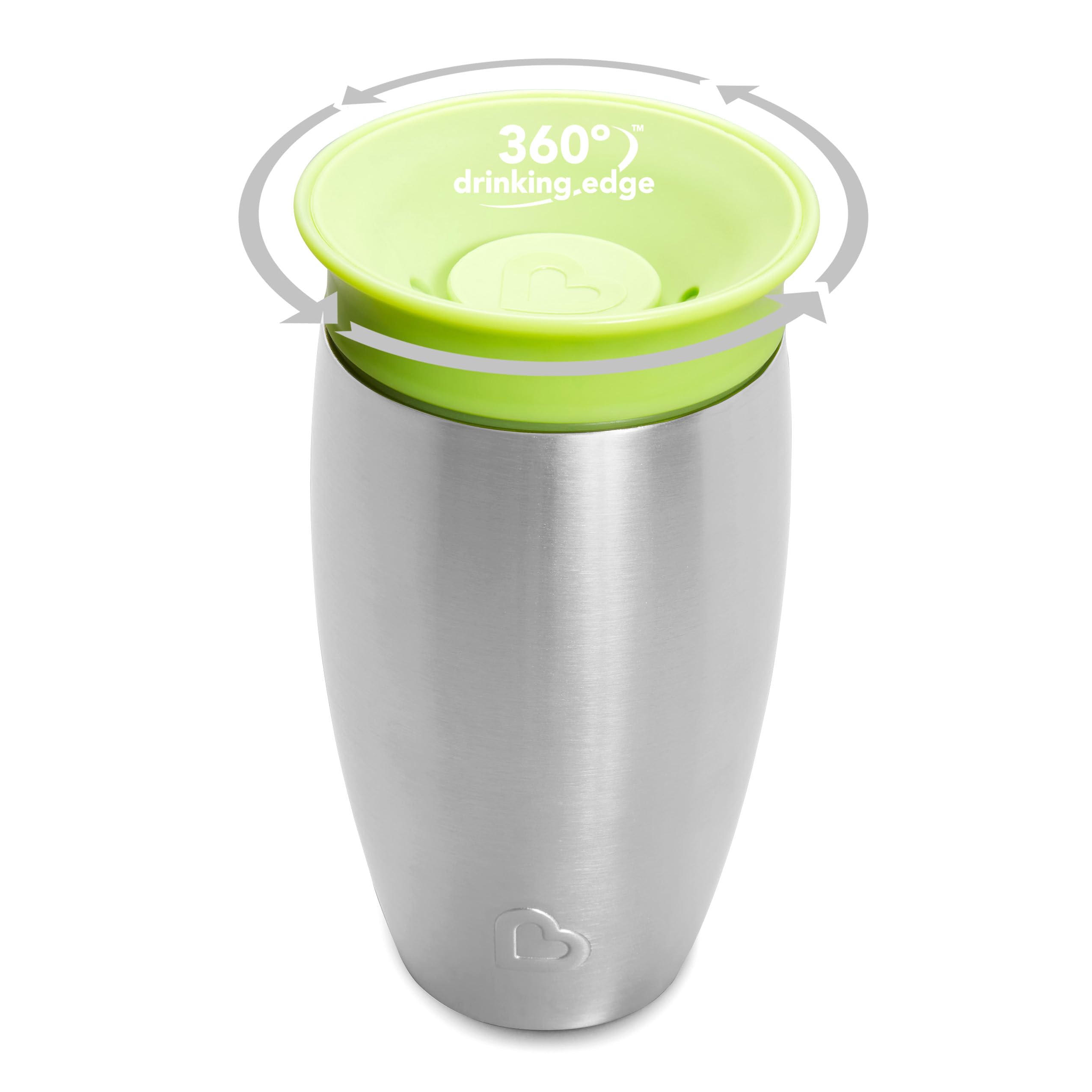 Munchkin Sippy Cup for Toddlers, Miracle 360 Stainless Steel, 10 Ounce, Green