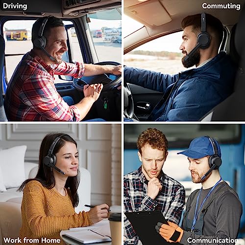 LEVN Trucker Headset, Trucker Bluetooth Headset with Noise Cancelling Microphone & Mute Button, Bluetooth Headset 5.2 Multipoint for Work from Home/Cell Phone/Computer/Zoom/Teams/Truck Driver