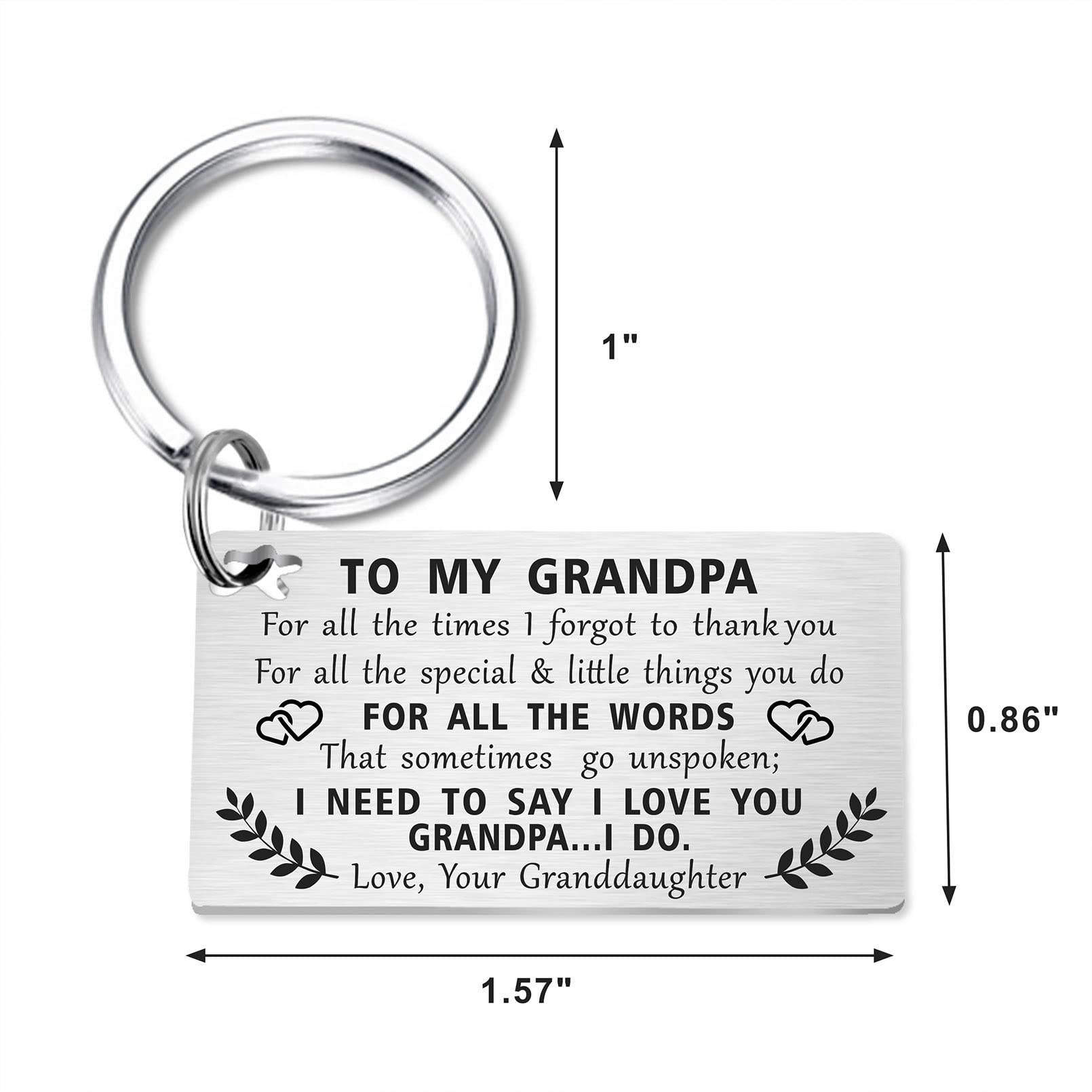 TANWIH Grandpa Gifts from Granddaughter, Grandpa Birthday Keychain, Thank You Grandfather, Best Grandpa Gifts for Father's Day Christmas