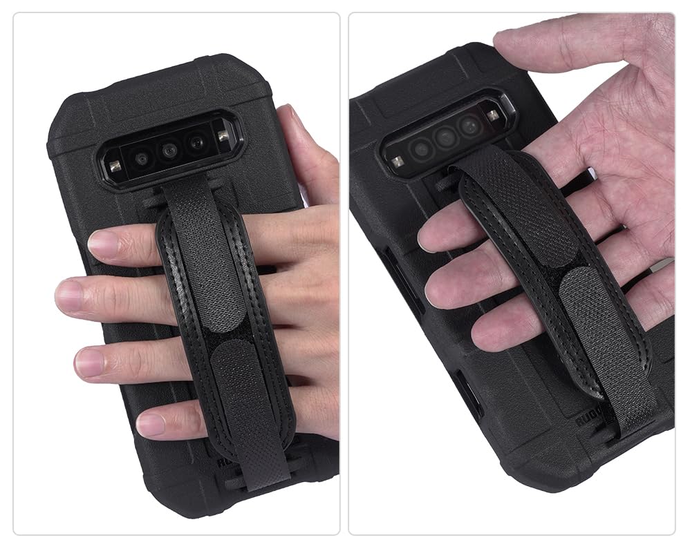 Case + Hand Strap + Holster Combo for Kyocera DuraForce Pro 3 Phone, Nakedcellphone Special Ops Armor Rugged Shield Protective Cover and [Rotating Ratchet] Belt Clip Holder - Black