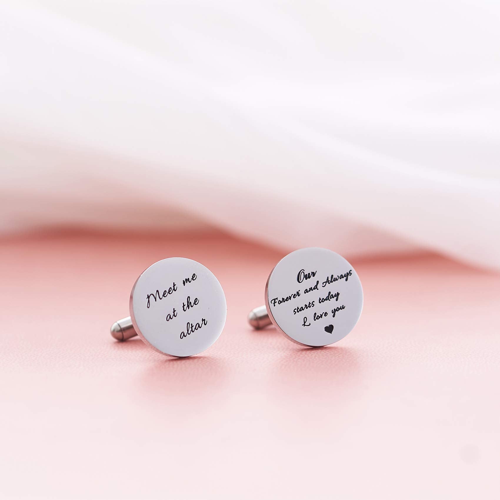 Melix Home Stainless Steel Cufflinks for Men Groom Meet Me at The Altar Wedding Gifts Cuff Links (Our Forever and Always Stars Today)