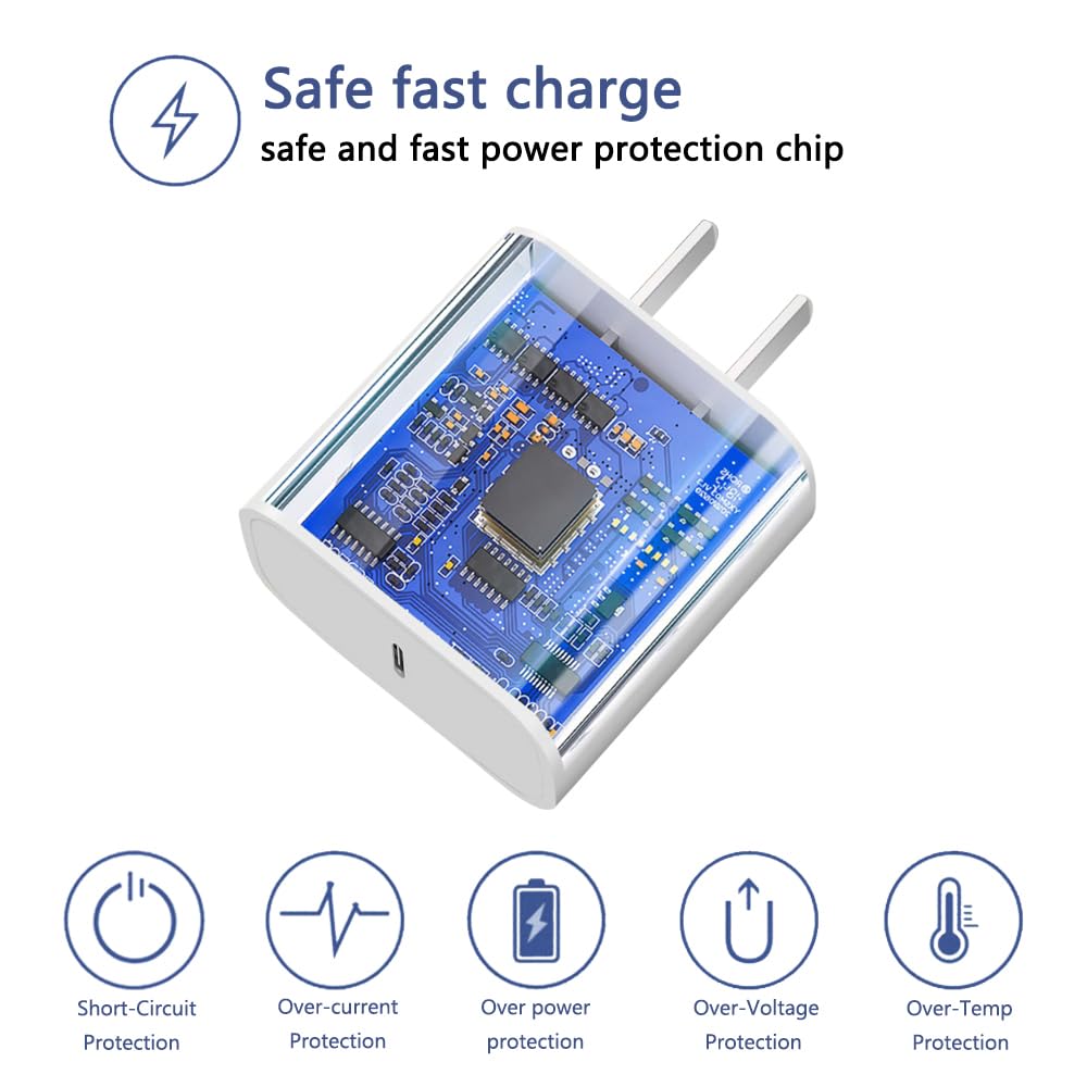 for hone14 13 12 11 Fast Charger Certified 20W PD USB C Wall Charger Block with Extra Long 6TF Type C to ightning Cable Compatible for Phone 14 14 Pro Max 13 13Pro Max12 11Pro