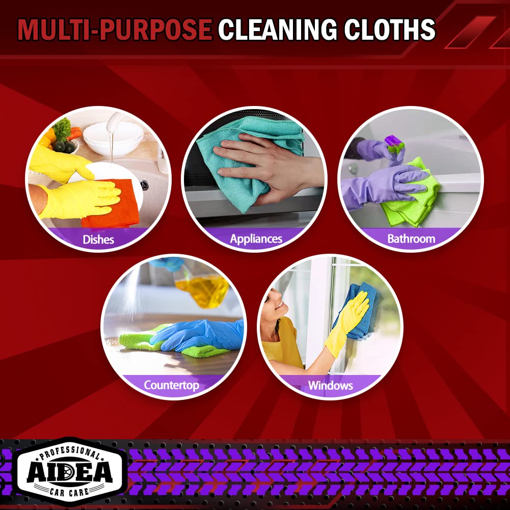 AIDEA Microfiber Cleaning Cloths, 50PK, Microfiber Towels for Cars, Premium All Purpose Car Cloth, Dusting Cloth Cleaning Rags, Absorbent Microfiber Cloth for SUVs, House, Kitchen, Window, 12"×12"