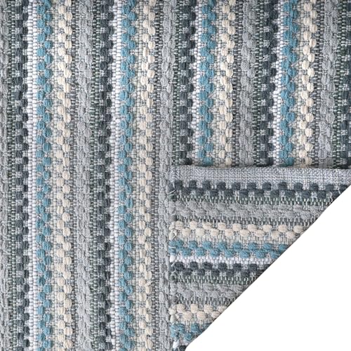 Cotton Rag Rugs 2x3'- Red Combo in Diamond Weave Stripe,Cotton Area Rugs,Indoor Out Door Rugs 2'x3',Rugs for Living Room, Machine Washable Rugs,Hand Woven & Kitchen Entryway Rug,Farmhouse Rug.