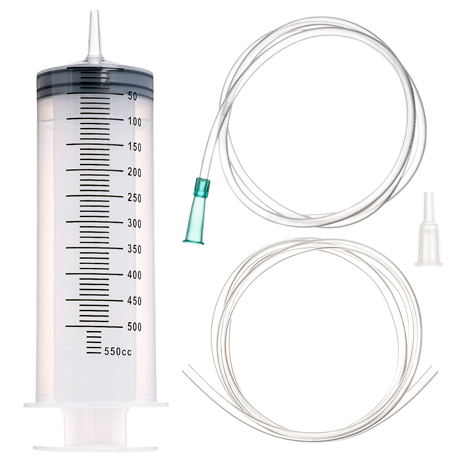 SHAOTONG 500ml Syringe with 2Pcs 40 Inch Tube and Tip Adapter, for Feeding Pets, Liquid Refilling, Drawing Oil Fluid