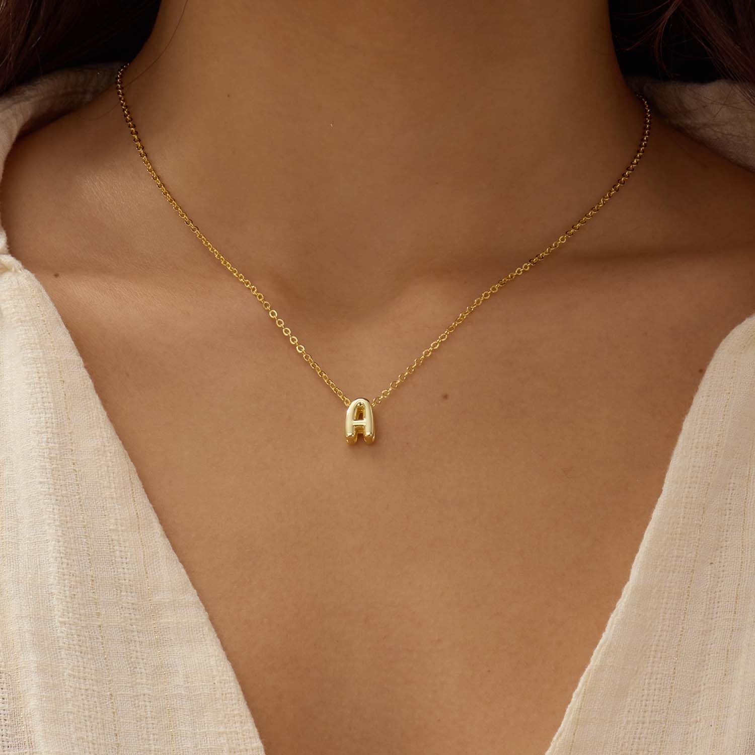 CUEZIY Bubble Letter Necklace Gold Initial Necklaces for Women Name Necklace Personalized Bubble Pendant Necklace Dainty Charm Necklaces Teen Gift Trendy Stuff Gold Jewelry Gifts