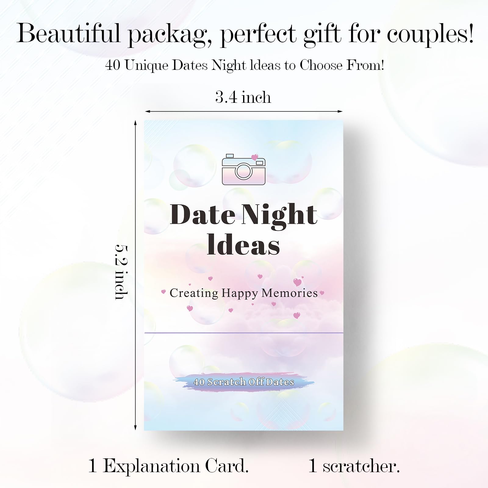 40 Date Night Ideas for Couple, Adventurous Scratch-Off Cards for Couple Games, Wedding Anniversary Couple Gift Ideas for Him, Her, Wife or Husband, Fun Couple Gifts for Date Night